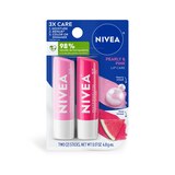 Nivea Lip Care, Pearly and Pink, 2 CT, thumbnail image