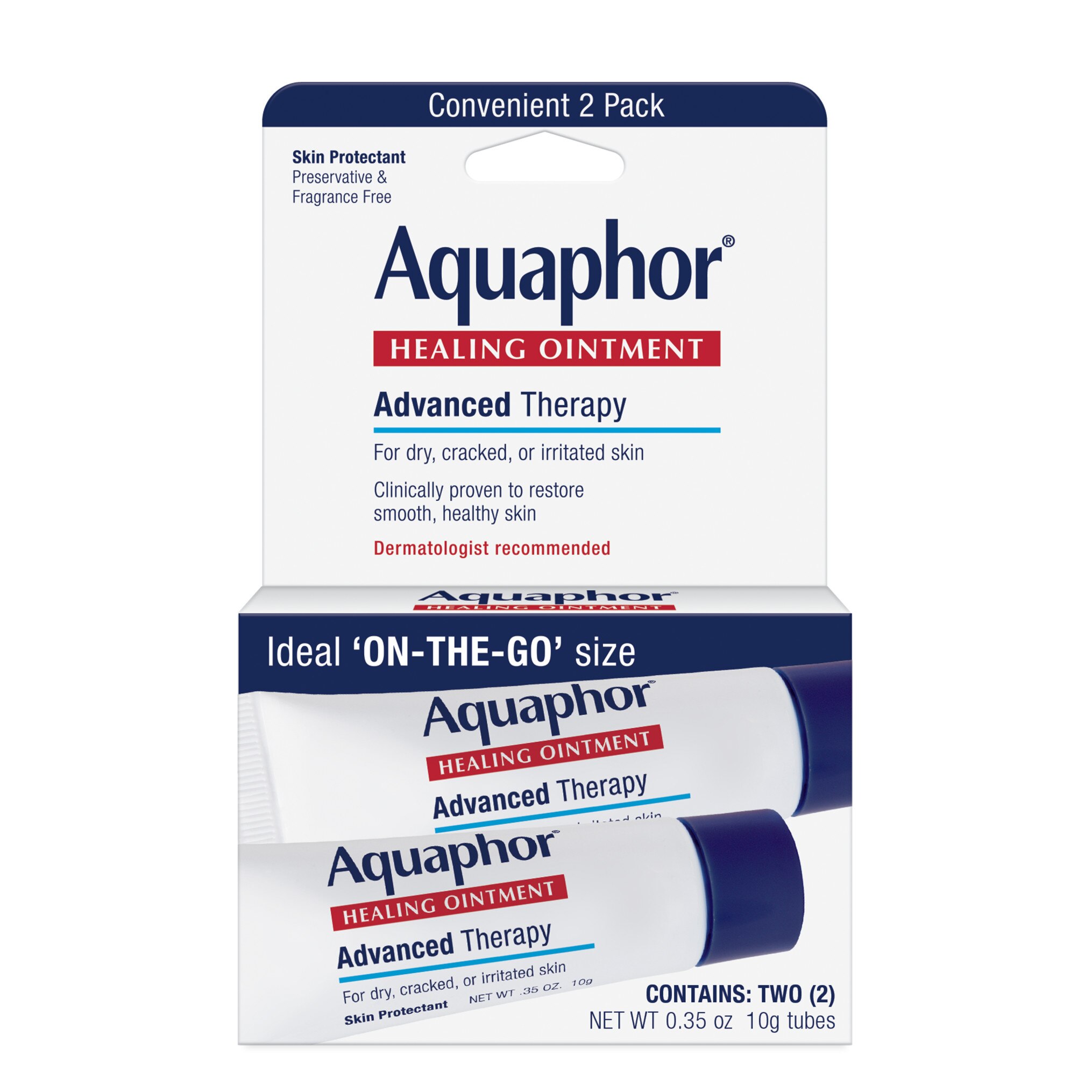 Aquaphor Advanced Therapy - Pomada cicatrizante y protectora, tubo de 0.35 oz, 2 u.