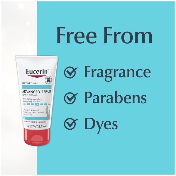 Eucerin Advanced Repair Hand Cream, Fast Absorbing Hand Lotion, Use After Hand Washing, 2.7 OZ