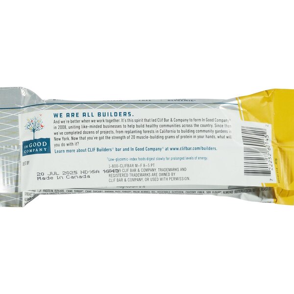 Clif Builders, Vanilla Almond Flavor, Plant Based Protein Bars, 12 ct, 2.4 oz