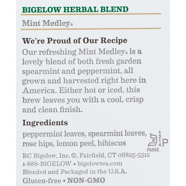 Bigelow Mint Medley, Caffeine Free Herbal Tea Bags, 20 ct