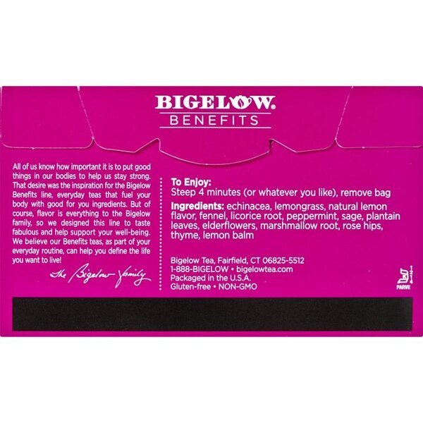 Bigelow Benefits Lemon and Echinacea Herbal Tea, 18 ct