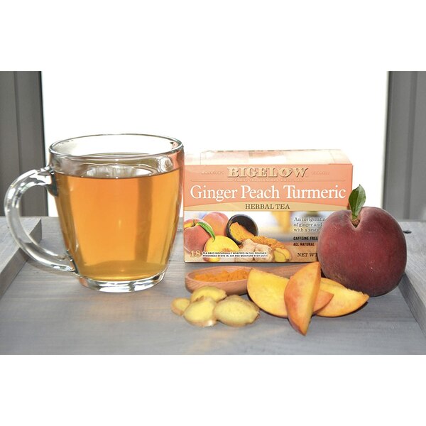 Bigelow Herbal Tea, Ginger Peach Turmeric, 0.98 OZ, 18 CT