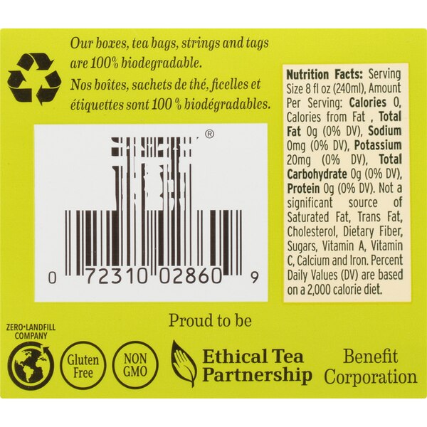 Bigelow Green Tea with Ginger plus Probiotics, Tea Bags, 18 ct, 0.9 oz