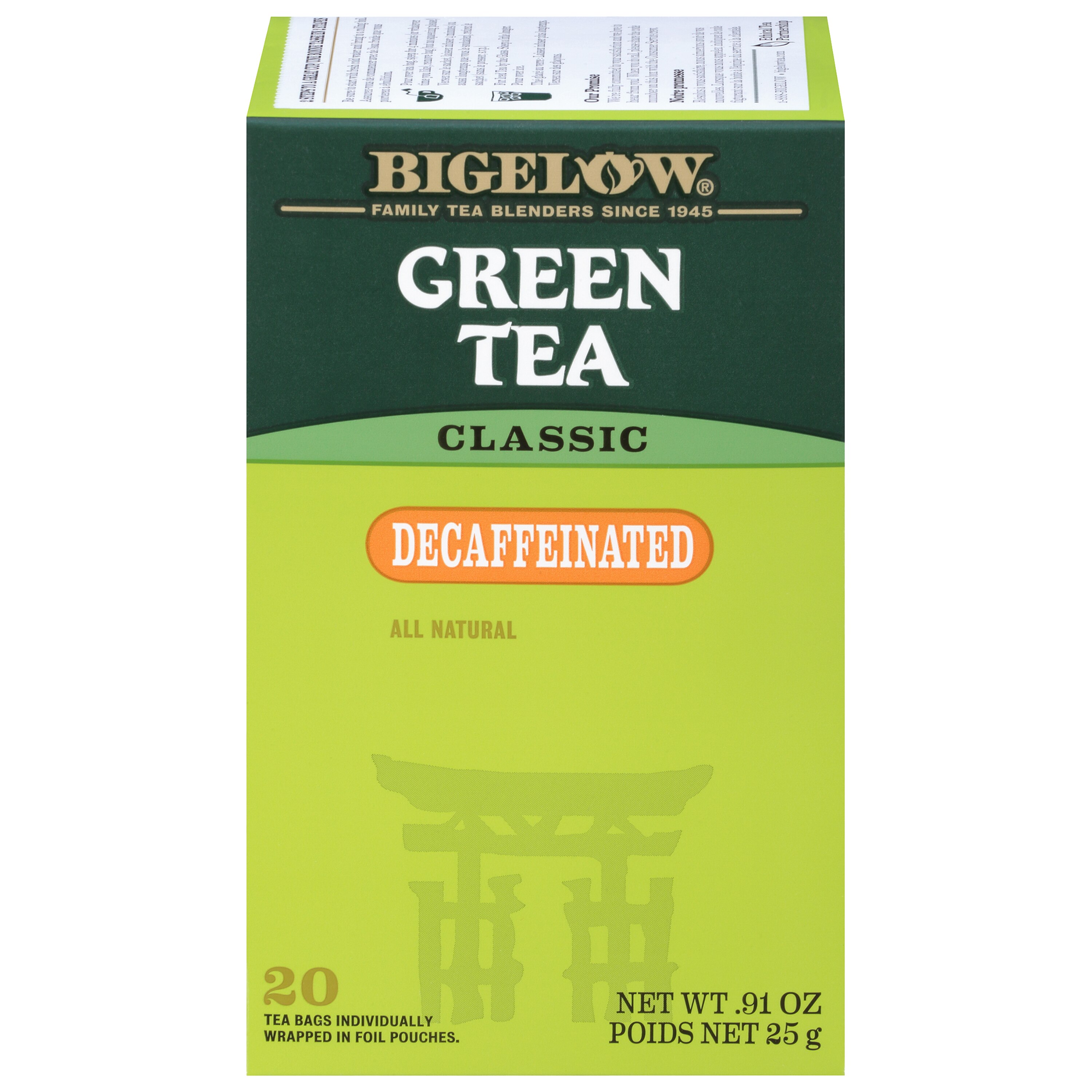 Bigelow Green Tea Decaffeinated Tea Bags, 20 CT