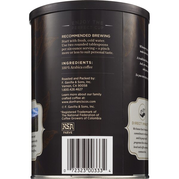 Don Francisco's Gourmet Coffee, 100% Colombia Supremo Medium, 12 oz