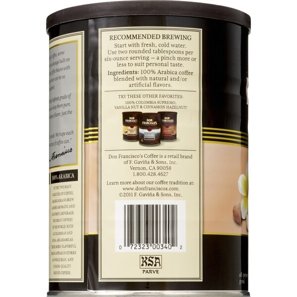 Don Francisco's Gourmet Coffee Hawaiian Hazelnut Medium, 12 oz