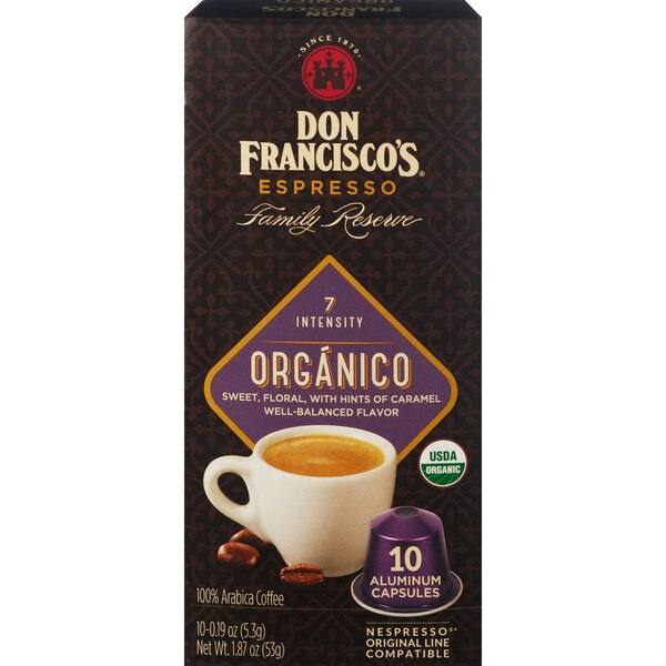 Don Francisco’s Organico Aluminum Espresso Capsules, Medium Dark, 10 CT