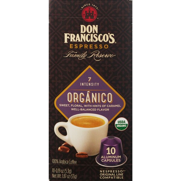 Don Francisco’s Organico Aluminum Espresso Capsules, Medium Dark, 10 CT