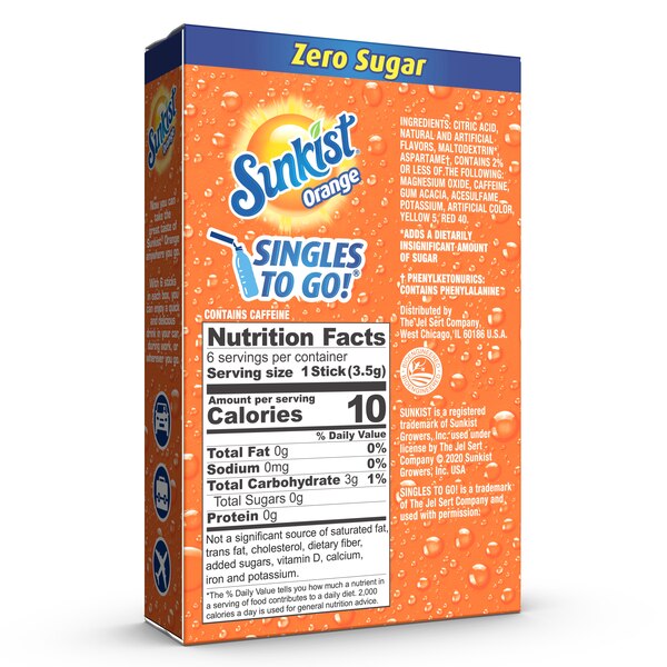 Sunkist Soda Orange Powdered Drink Mix, 6 ct