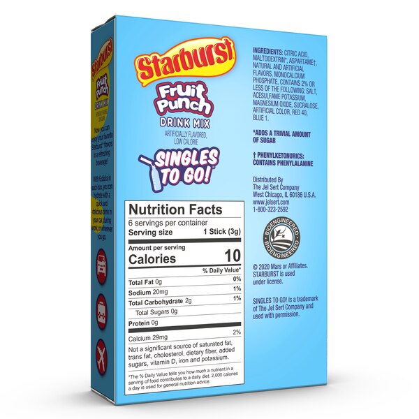 Starburst - Mezcla para preparar bebida, Fruit Punch, 6 u.