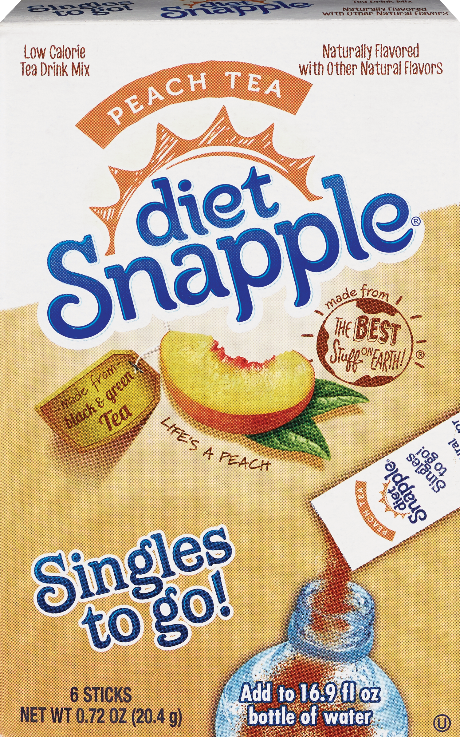 Snapple Diet Peach Tea Natural Black, .41 OZ 6 CT