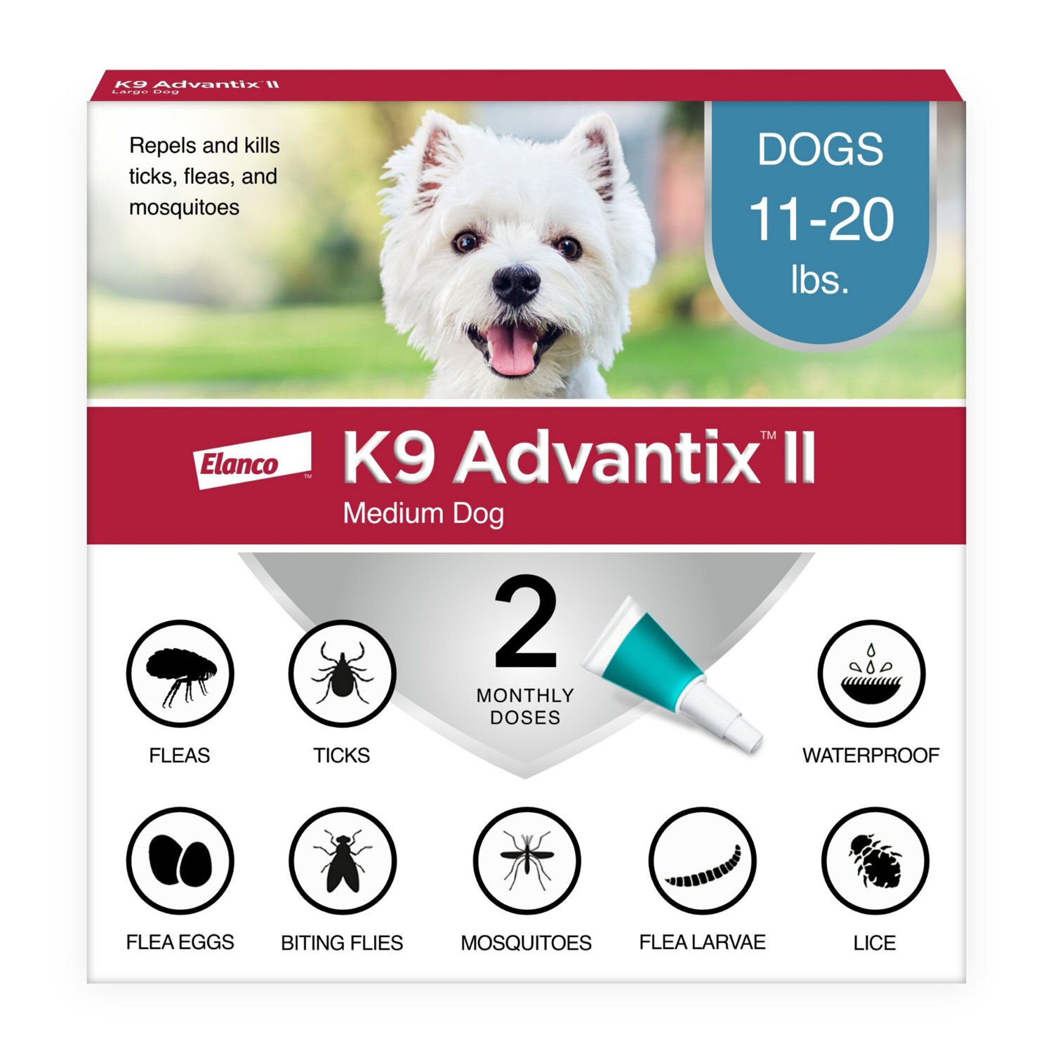 K9 Advantix II Medium Dog Flea & Tick Treatment, 2 ct