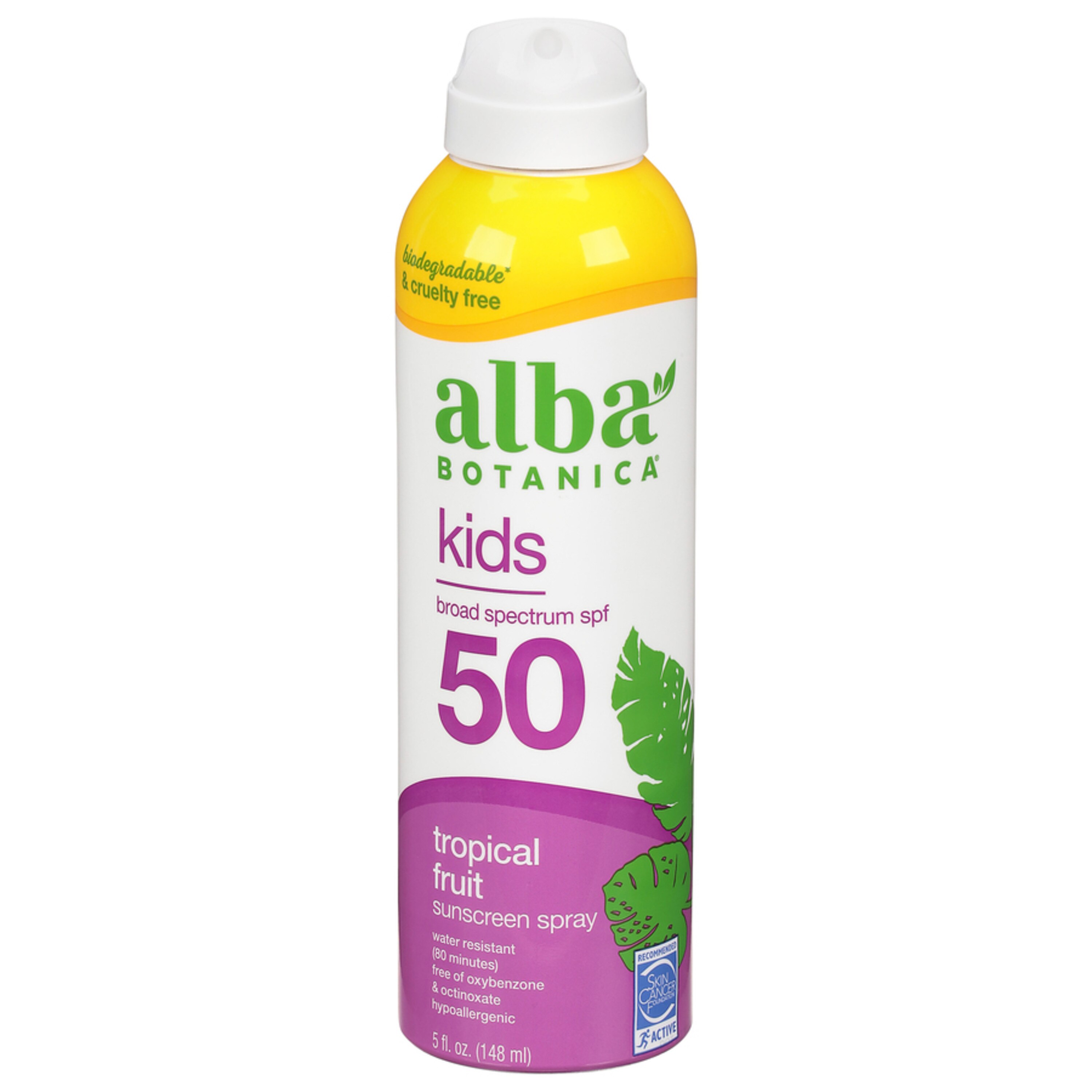 Alba Botanica Broad Spectrum Kids Sunscreen, Tropical Fruit, SPF 50