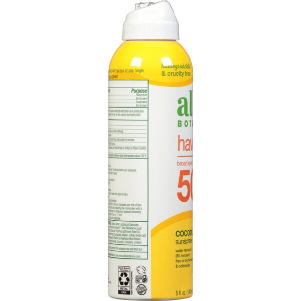 Alba Botanica Broad Spectrum Sunscreen Spray, SPF 50, 5 fl oz