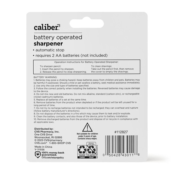 Caliber Battery Operated Sharpener, Assorted Colors