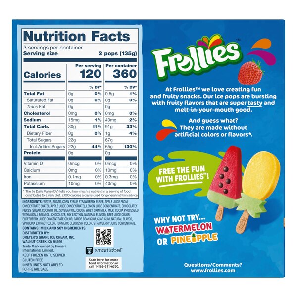 Frollies, Strawberry Ice Cream Bars, 6 ct, 15 oz