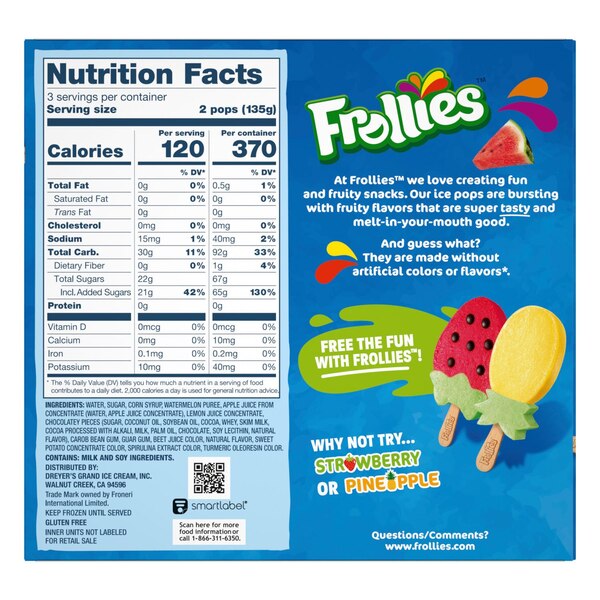 Frollies, Watermelon Ice Cream Bars, 6 ct, 15 oz