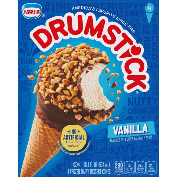 Drumstick Original Vanilla Sundae Cones, 4 Count