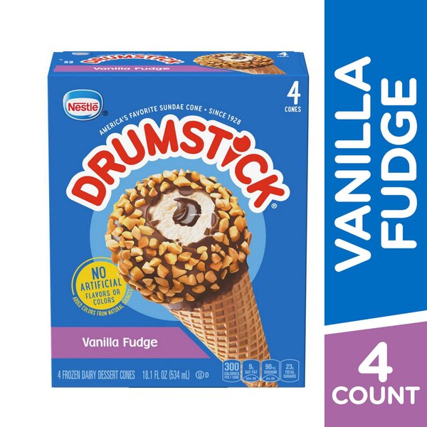 Drumstick Vanilla Fudge Sundae Cone, 4 Count