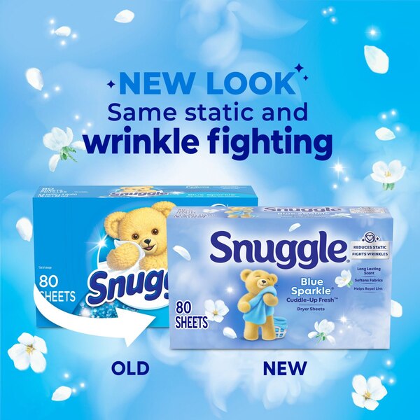 Snuggle Fabric Softener Dryer Sheets, Blue Sparkle, 80 ct