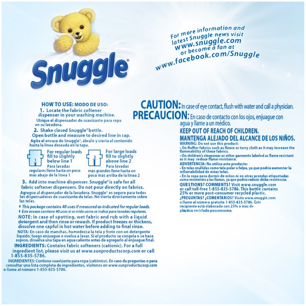 Snuggle Liquid Fabric Softener, Blue Sparkle, 32 oz, 40 Loads