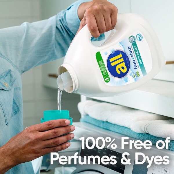all Liquid Laundry Detergent, Free Clear + Odor Relief, 30 oz