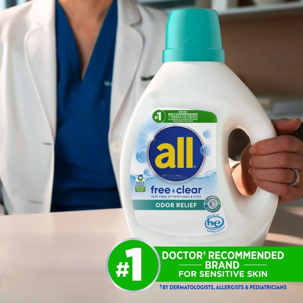 all Liquid Laundry Detergent, Free Clear + Odor Relief, 30 oz