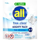 all Mighty Pacs Laundry Detergent, Free Clear for Sensitive Skin, 19 ct, thumbnail image