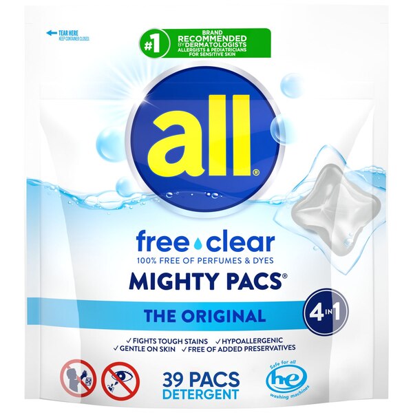 All Free & Clear Laundry Detergent Mighty Pacs, The Original, 39 ct