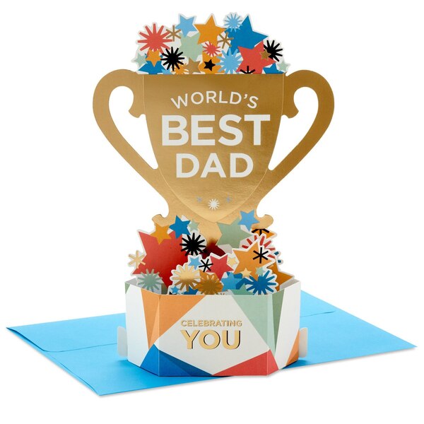 Hallmark Paper Wonder Displayable Pop Up Fathers Day Card, Birthday Card (World's Best Dad Trophy) S3
