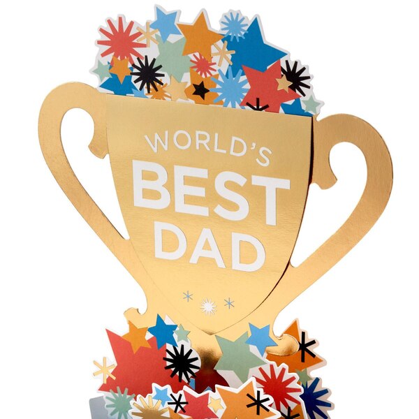 Hallmark Paper Wonder Displayable Pop Up Fathers Day Card, Birthday Card (World's Best Dad Trophy) S3