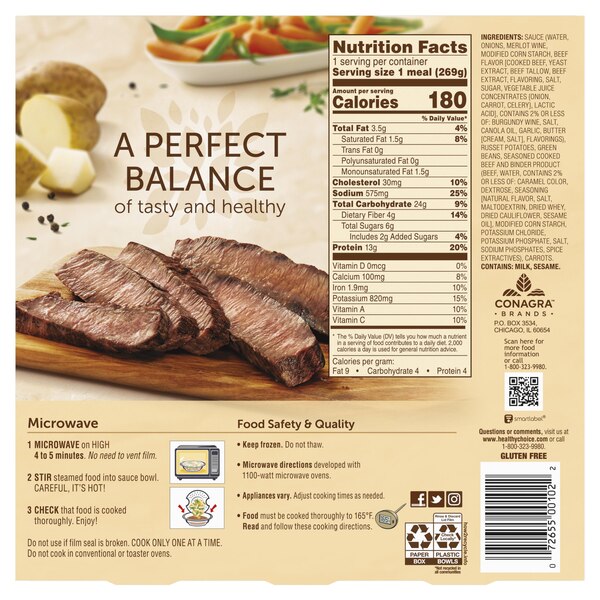Healthy Choice Café Steamers Beef Merlot, 9.5 oz