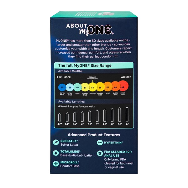 MyONE Custom Fit, SNUG Condoms FitCode 49F, 10 CT
