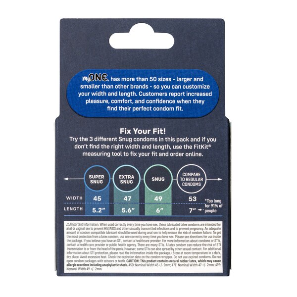 MyONE Custom Fit, Snug Condom Sampler, 3 CT