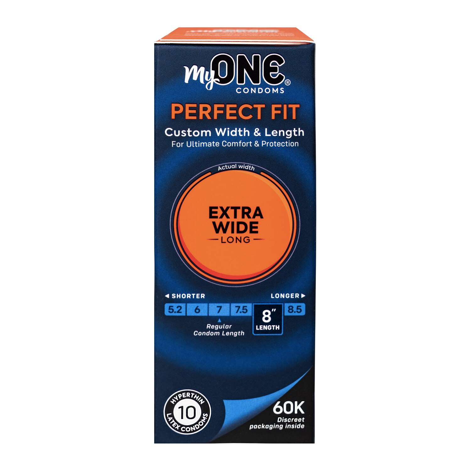 MyONE Custom Fit, EXTRA WIDE & LONG Condoms FitCode 60K, 10 CT