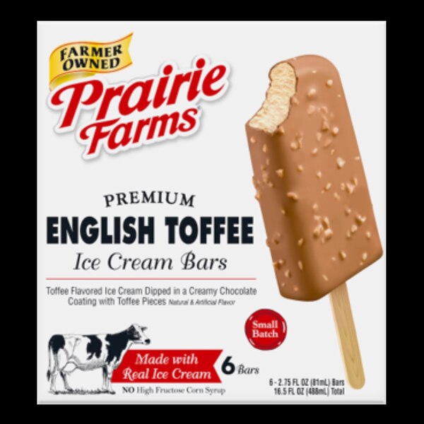 Prairie Farms, English Toffee Ice Cream Bars 6 ct, 16.5 oz