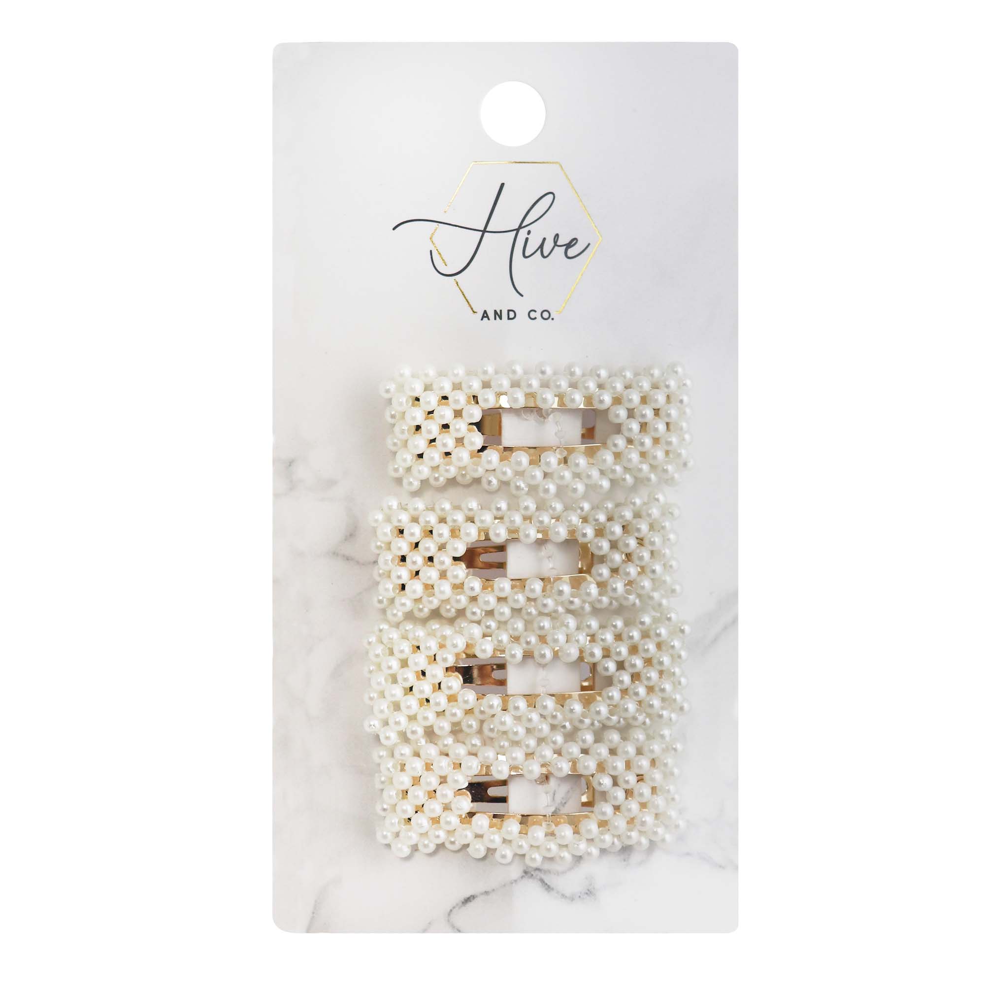 Hive and Co. Small Pearl Snap Hair Clips, 4CT