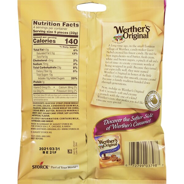 Werther's Original Soft Caramel Chewy Candy, 4.51 oz