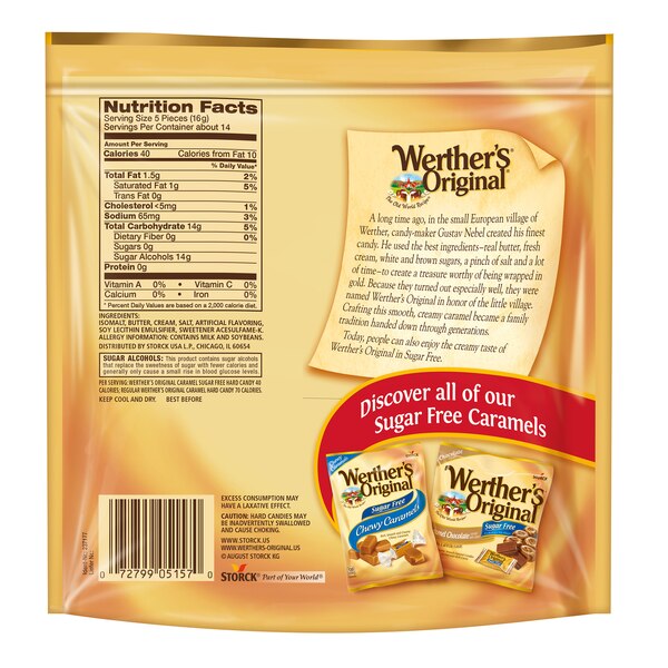 Werther's Sugar Free Original Hard Caramel Candies, 7.7 oz