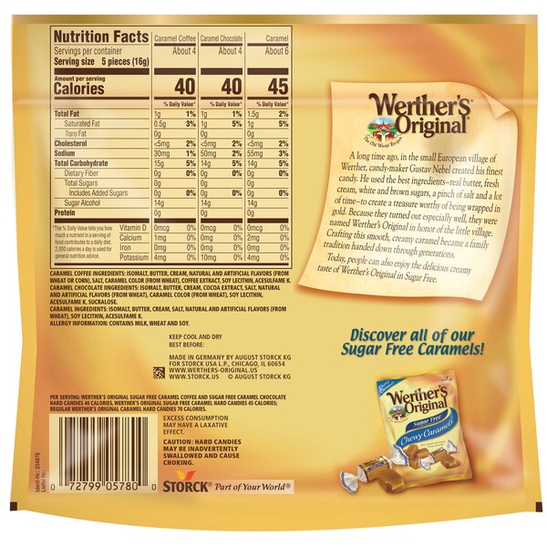 Werther's Sugar Free Assorted Hard Caramel Candies, 7.7 oz