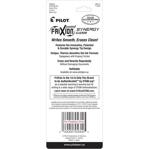 Pilot FriXion Synergy Clicker, Black Ink, 2 ct