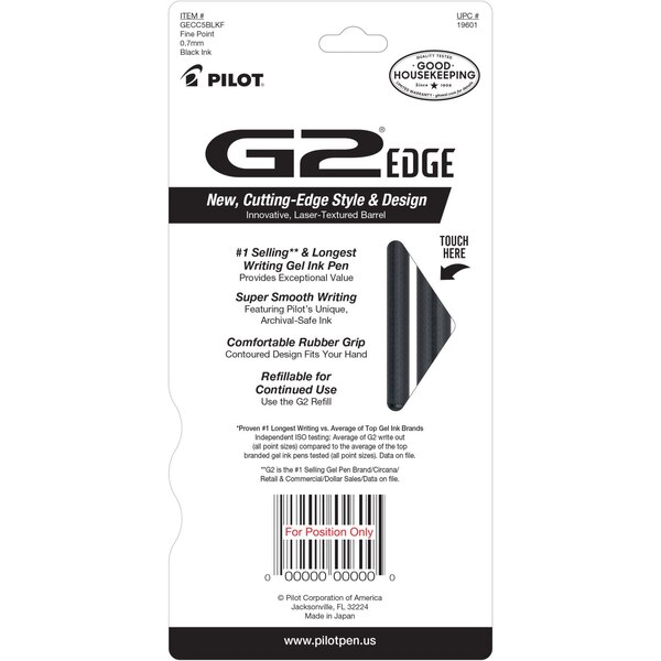 G2 Edge Gel Ink Pen, Black Ink, 5 ct
