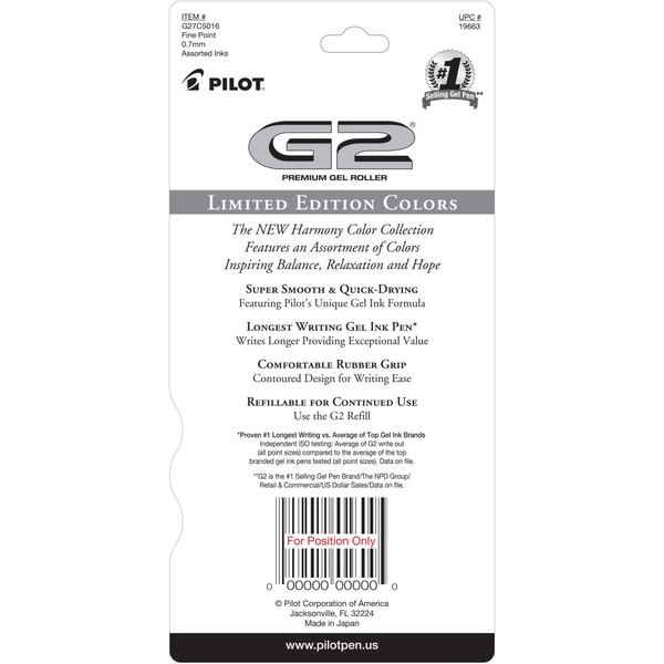 G2 Harmony Collection Gel Ink Pen, 5 Ink Colors, 5 ct