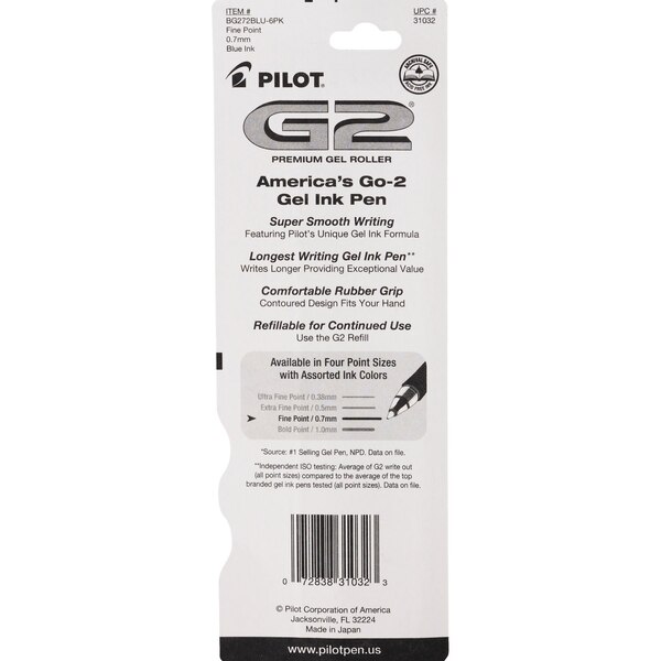 Pilot Retractable Gel Ink Rolling Ball Pen Blue