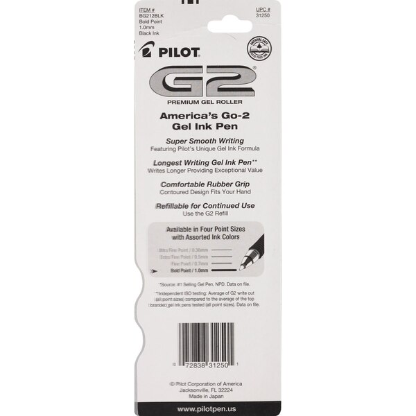 Pilot Retractable Rolling Ball  Bold Point  Black Pens
