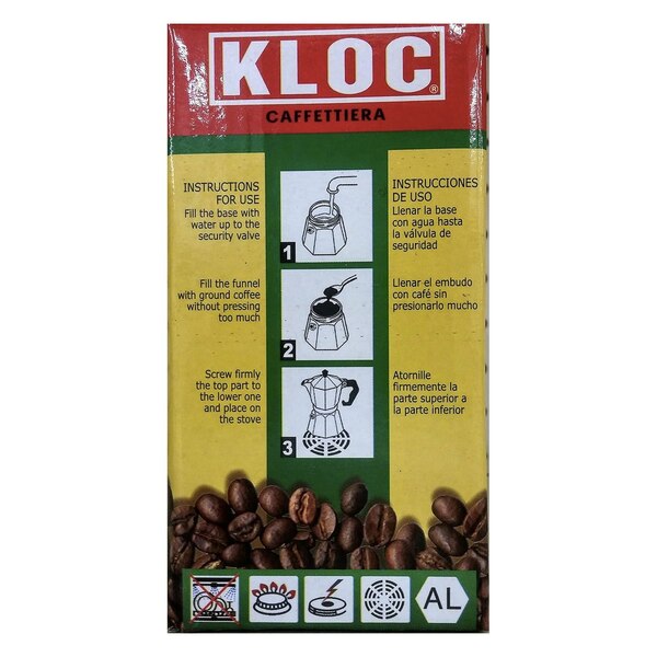KLOC, Aluminum Stovetop Espresso Maker, 1 CUP