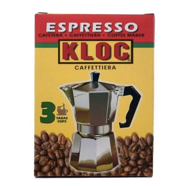 KLOC 3-Cup Espresso Coffee Maker Stovetop, Aluminum