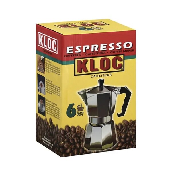 KLOC 6-Cup Stove-Top Espresso Coffee Maker, Aluminum, Silver