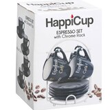 Happicup 4-Piece Espresso Cups and Saucers Set with Chrome Rack, 3 OZ-Capacity, thumbnail image